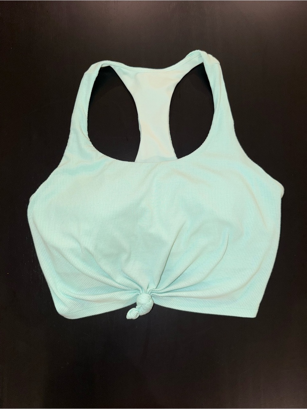 JoyLab Mint Ribbed Racerback Knot-Front Crop Tank